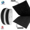Rollo de 25 metros de Velcro Original VELCRO® Brand en color negro, con ilustraciones que señalan la parte de la felpa (loop) y la parte del gancho (hook), destacando su diseño de dos componentes.
