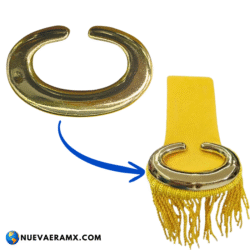 Hebilla dorada con charretera y flequillo